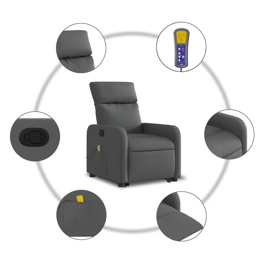 Stand up Massage Recliner Chair Dark Grey Fabric Price