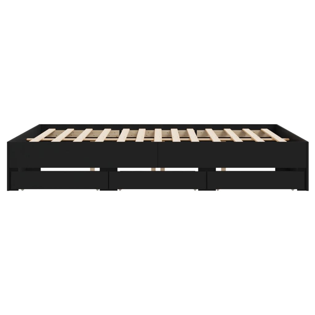 Bed Frame with Drawers without Mattress Black 183x203 cm King Price