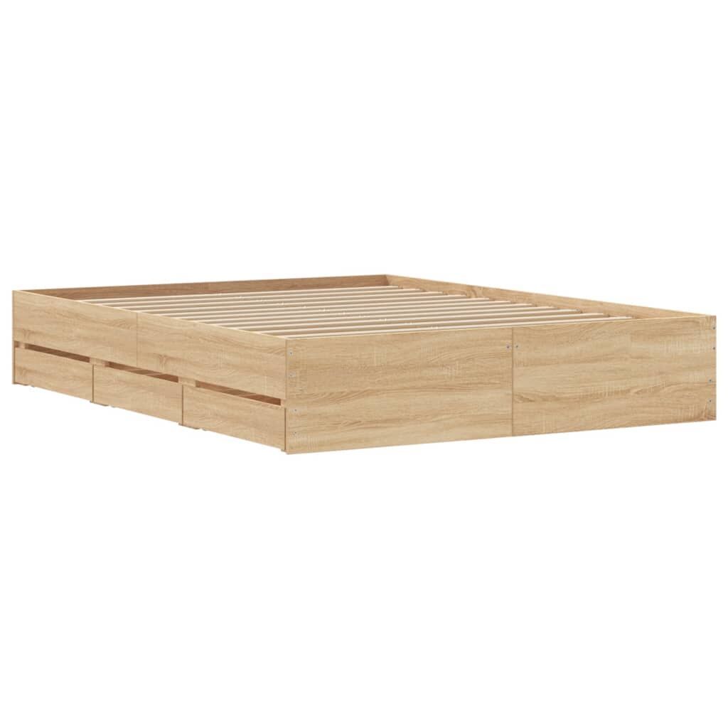 Bed Frame with Drawers without Mattress Sonoma Oak 150x200 cm Price