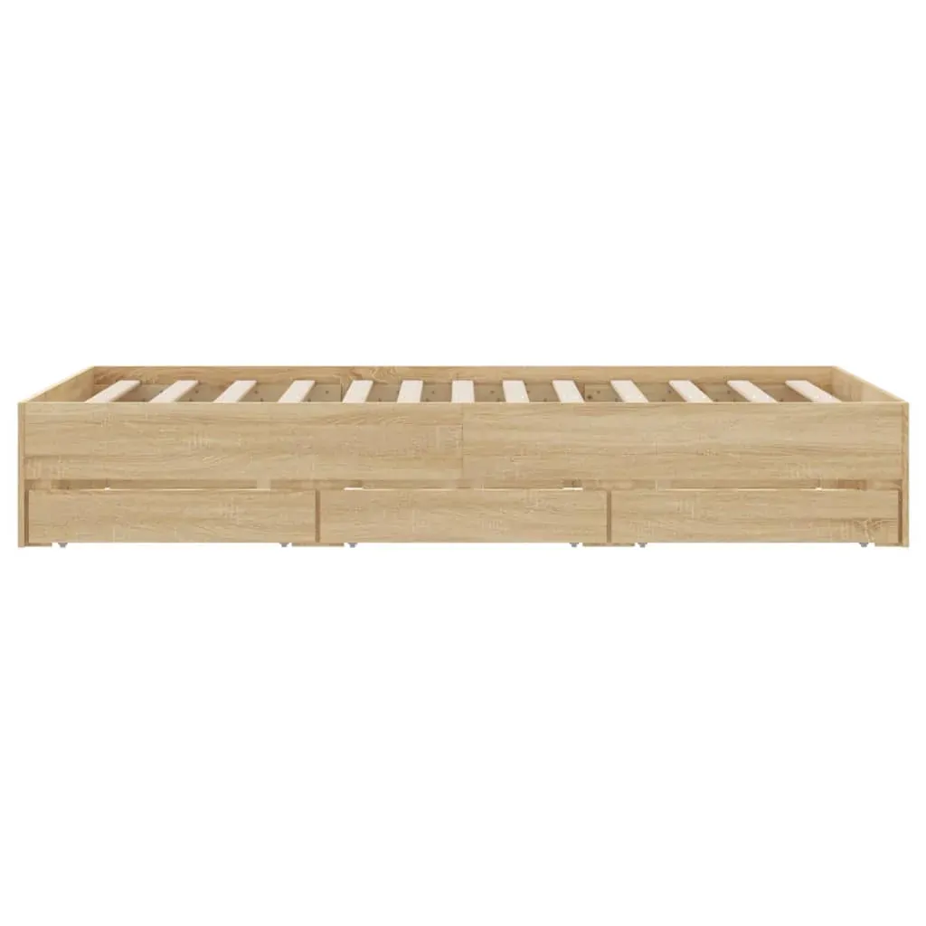 Bed Frame with Drawers without Mattress Sonoma Oak 135x190 cm Price