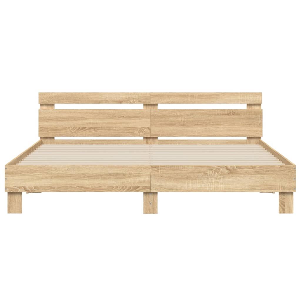 Bed Frame with LED without Mattress Sonoma Oak 183x203 cm King Price