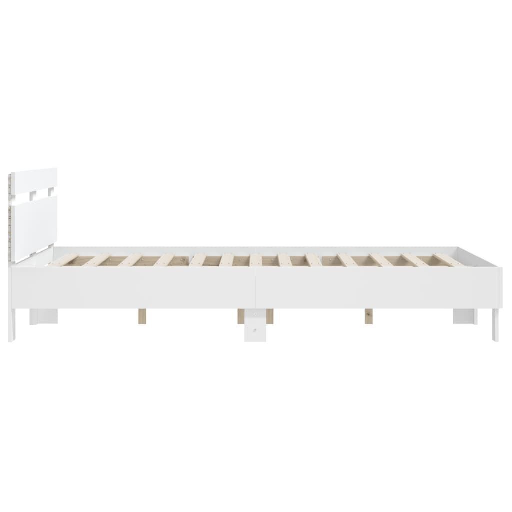 Bed Frame with LED without Mattress White 150x200 cm Price