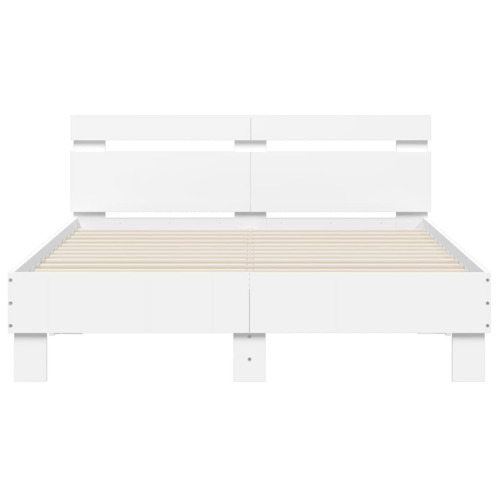 Bed Frame with LED without Mattress White 135x190 cm Price