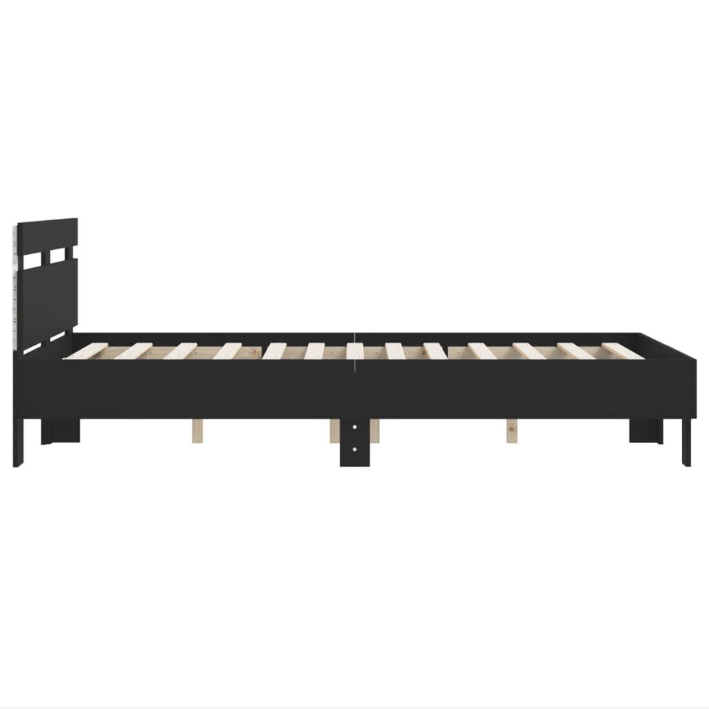 Bed Frame with LED without Mattress Black 135x190 cm Price