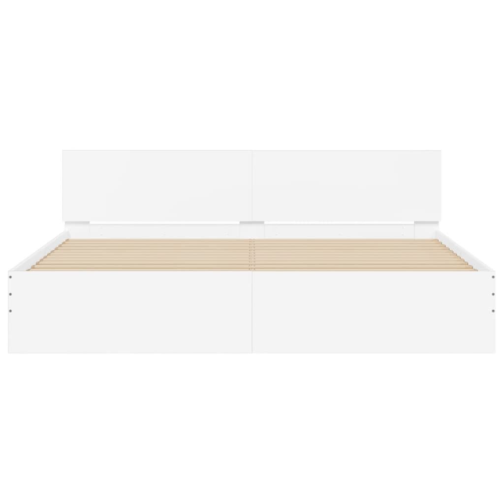 Bed Frame with LED without Mattress White 183x203 cm King Price