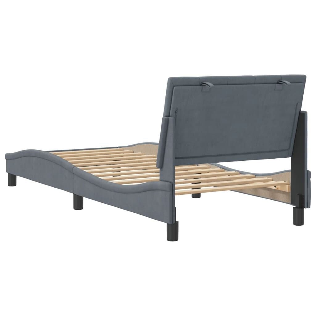 Bed Frame without Mattress Dark Grey 90x190 cm Velvet Price