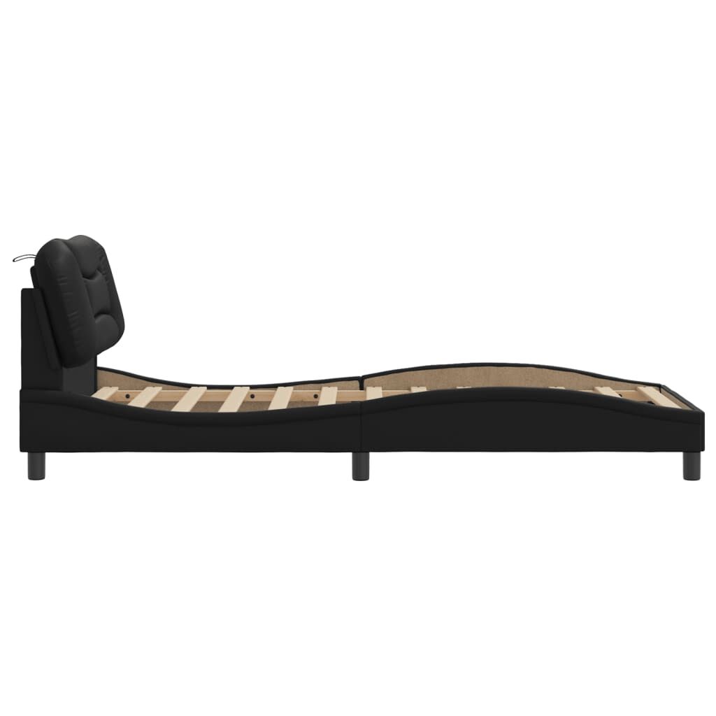 Bed Frame without Mattress Black 90x190 cm Faux Leather Price