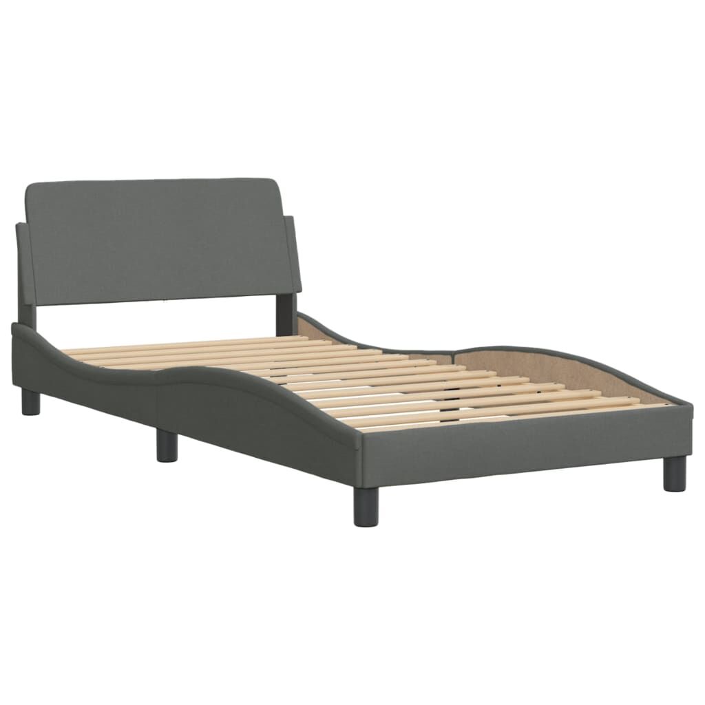 Bed Frame without Mattress Dark Grey 107x203 cm King Single Fabric Price