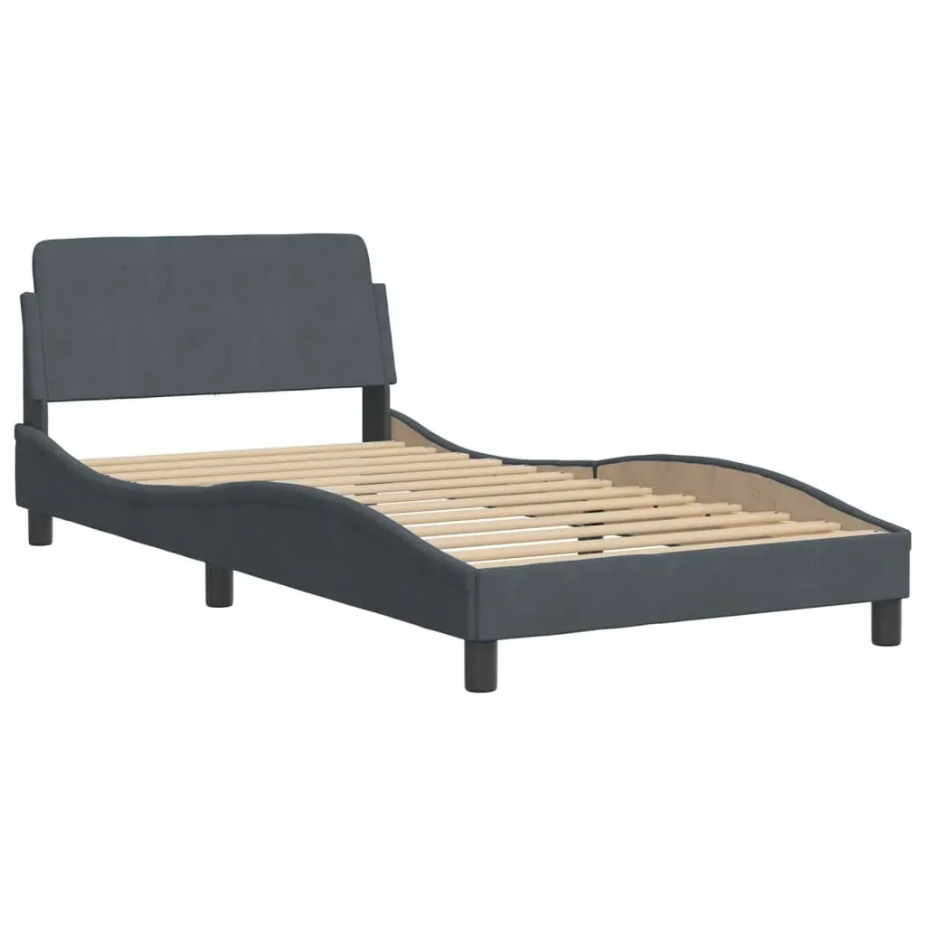 Bed Frame without Mattress "Hankor" Dark Grey 107x203 cm King Single Velvet Price
