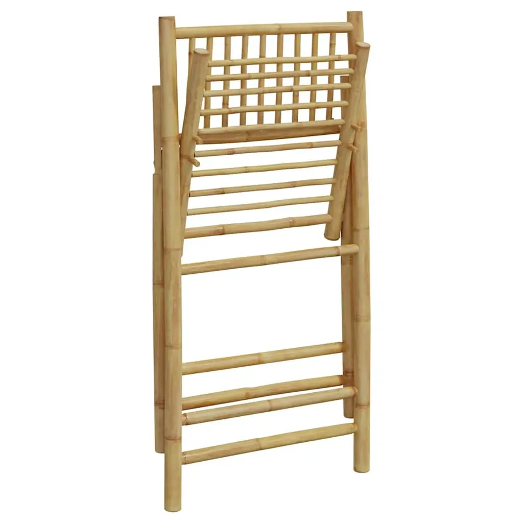 6 Piece Folding Bistro Chairs with Cream White Cushions Bamboo Price