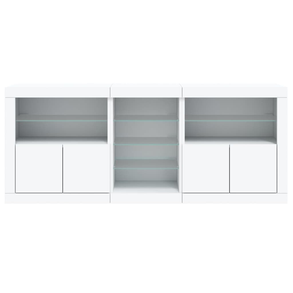Sideboard with LED Lights White 162x37x67 cm Price