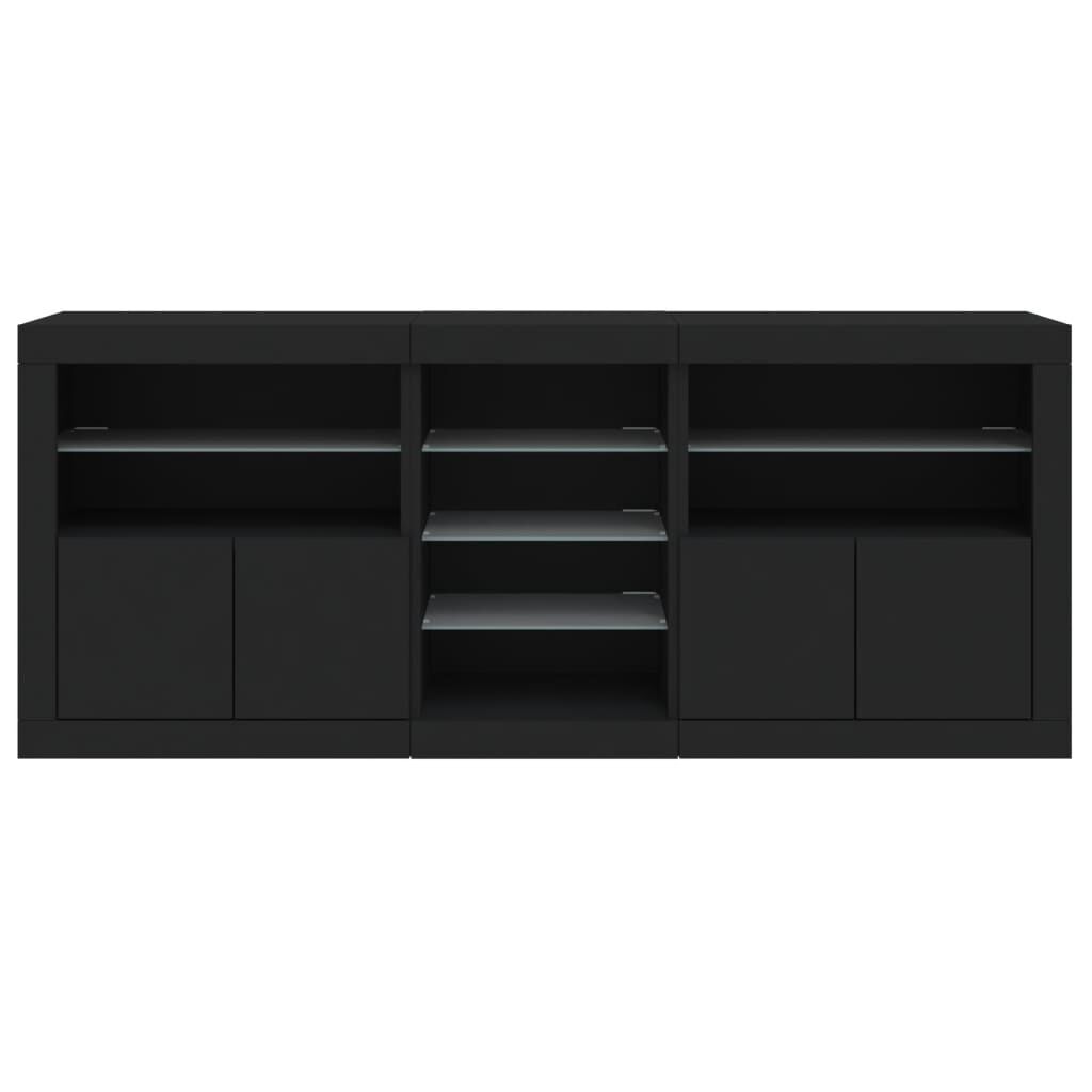 Sideboard with LED Lights Black 162x37x67 cm Price
