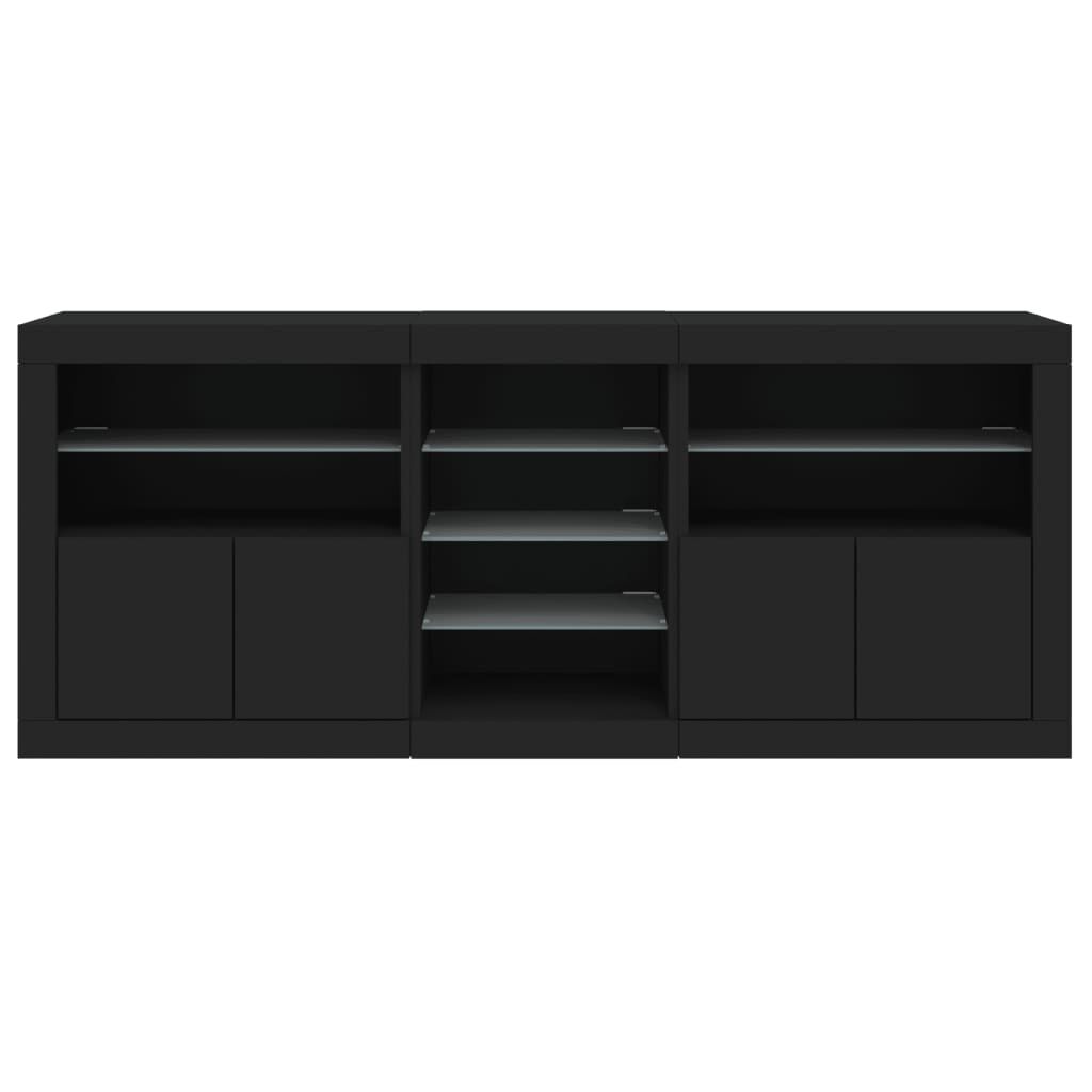 Sideboard with LED Lights Black 181.5x37x67 cm Price