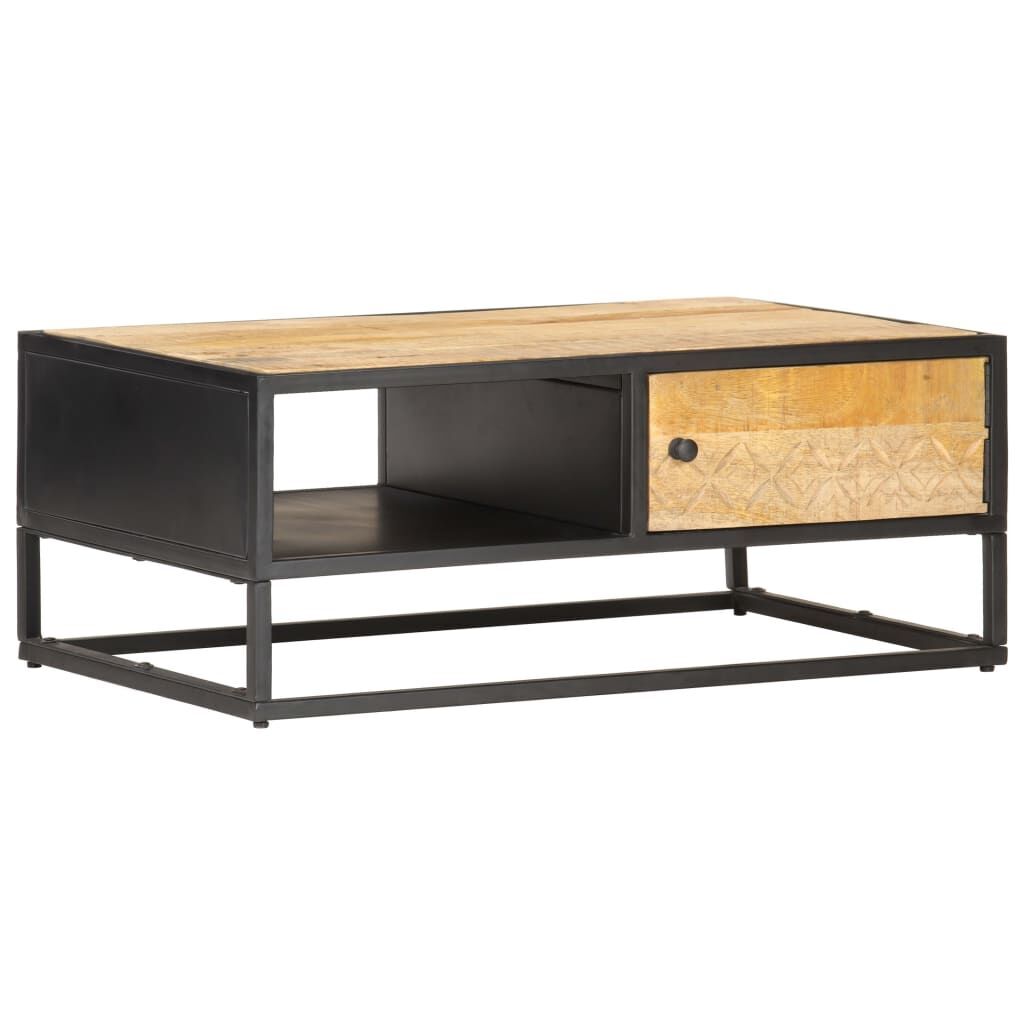 Coffee Table with Carved Door 90x55x36 cm Rough Mango Wood Price