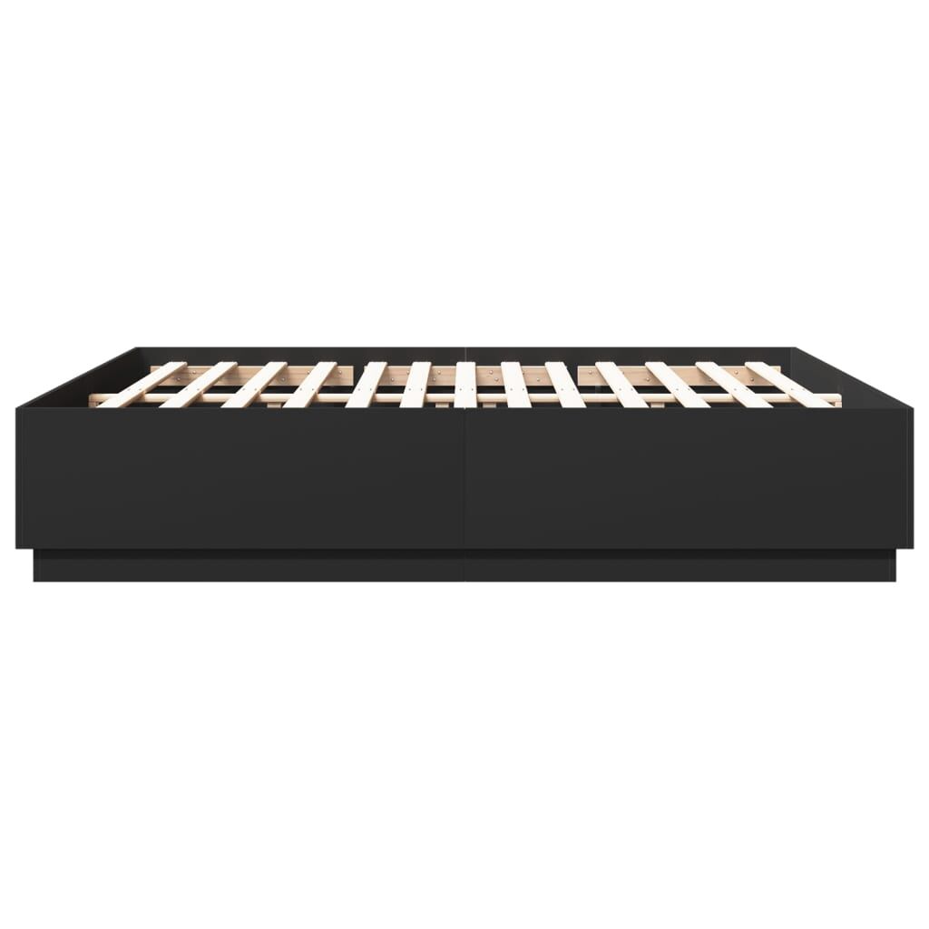 Bed Frame with LED without Mattress Black 183x203 cm King Price