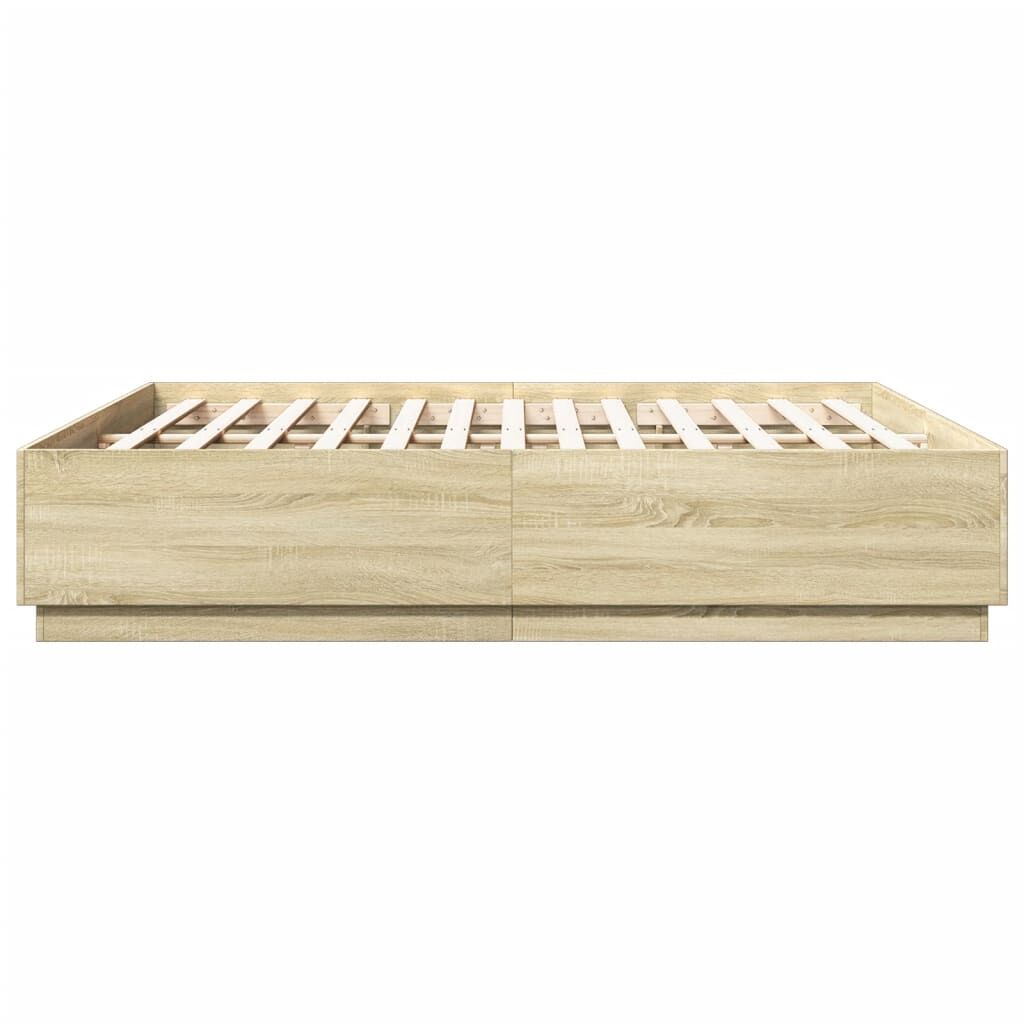 Bed Frame with LED without Mattress Sonoma Oak 183x203 cm King Price