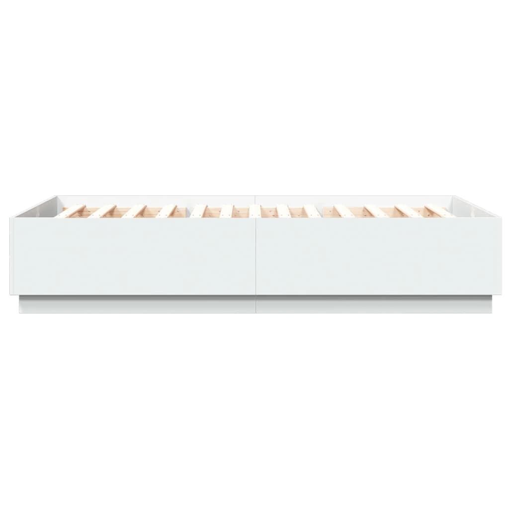 Bed Frame with LED without Mattress White 150x200 cm Price