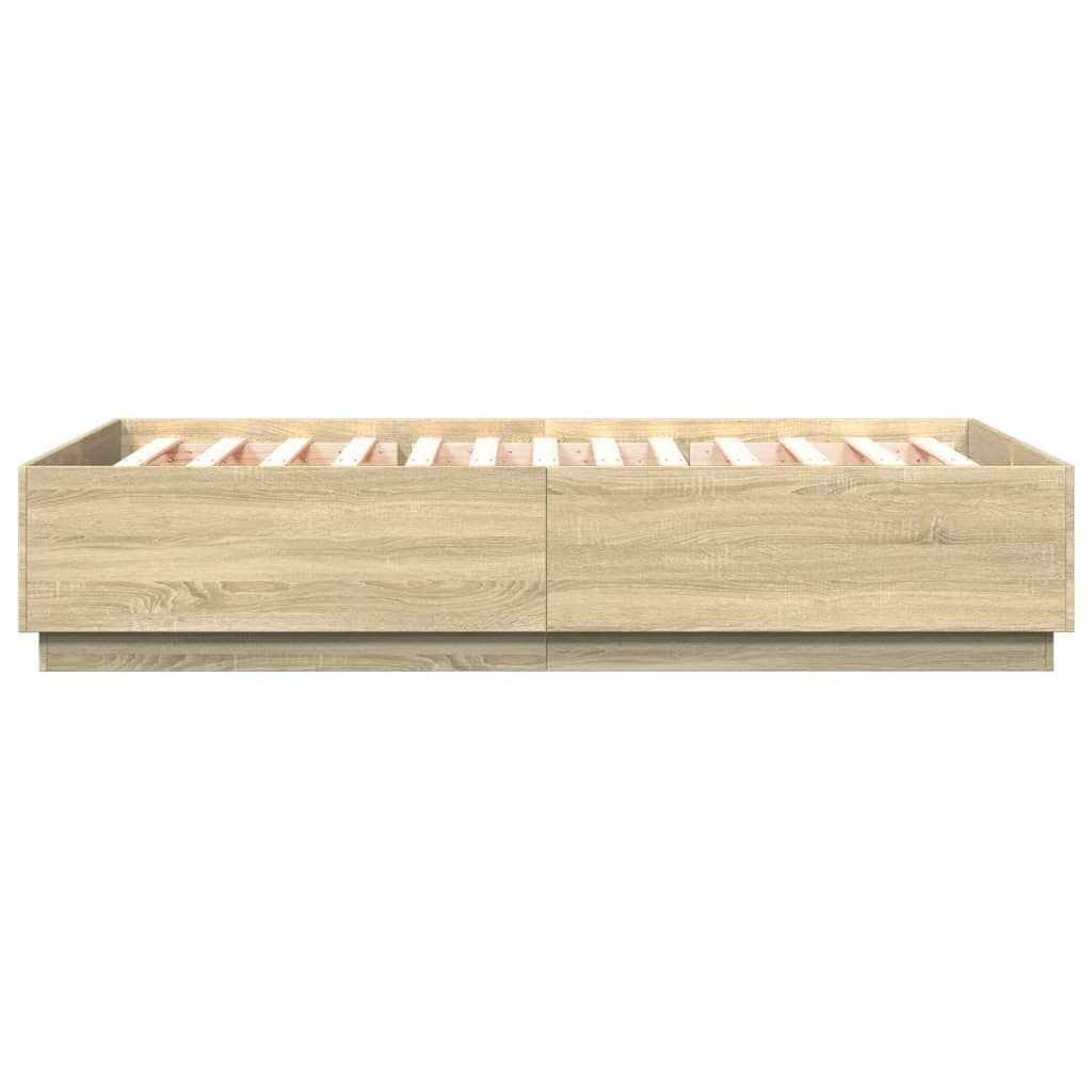 Bed Frame with LED without Mattress Sonoma Oak 150x200 cm Price