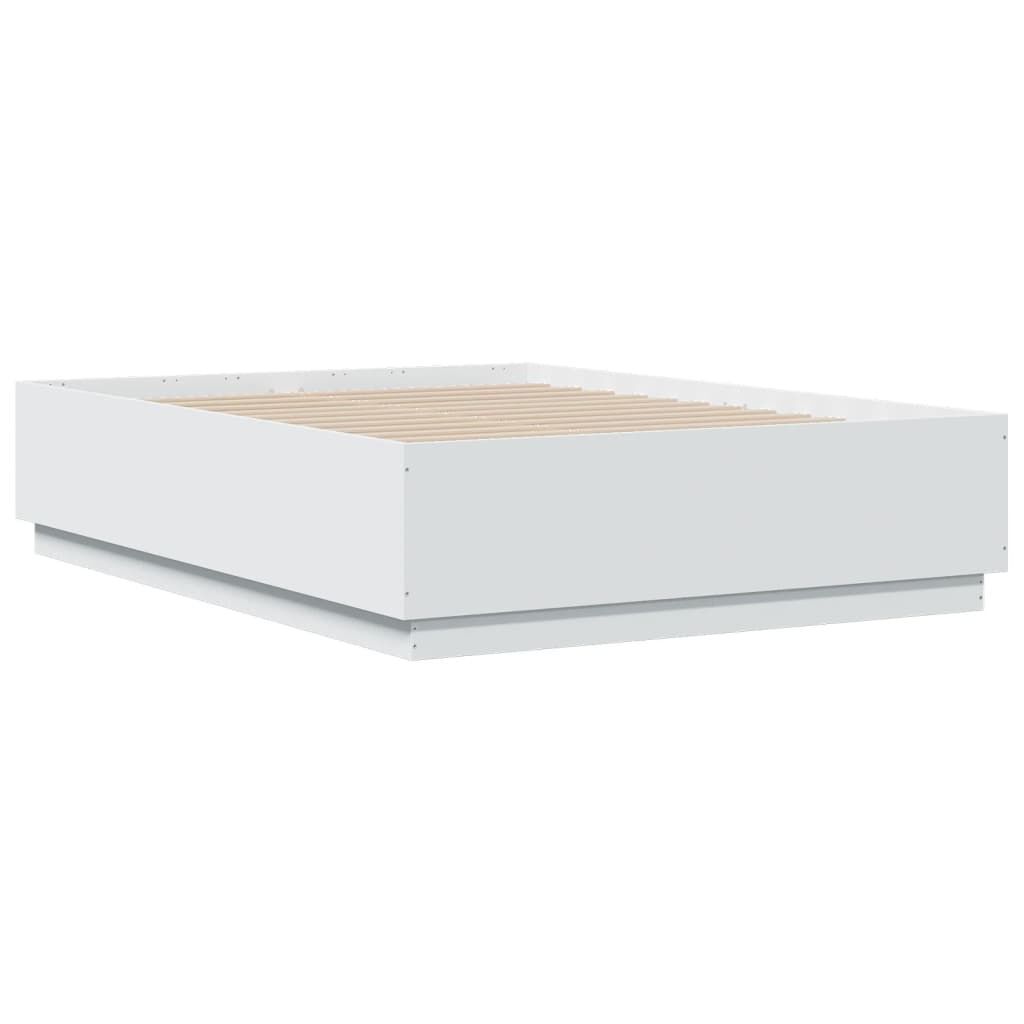 Bed Frame with LED without Mattress White 135x190 cm Price