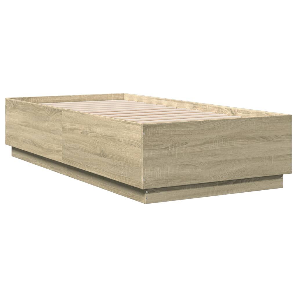 Bed Frame with LED without Mattress Sonoma Oak 90x190 cm Price