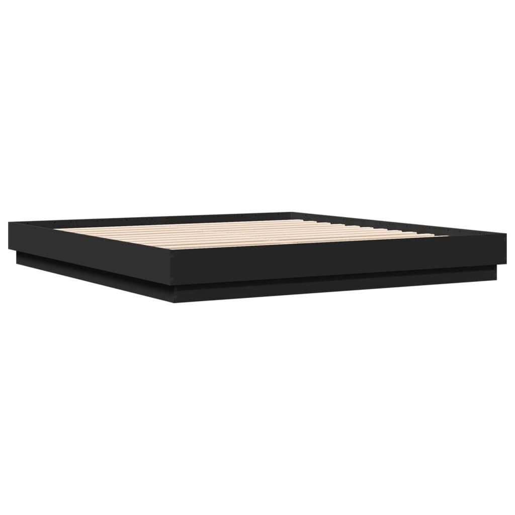 Bed Frame with LED without Mattress Black 183x203 cm King Price