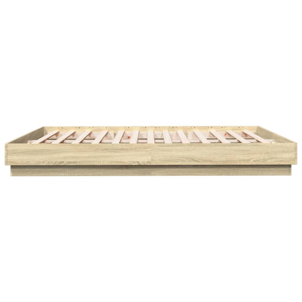 Bed Frame with LED without Mattress Sonoma Oak 183x203 cm King Price
