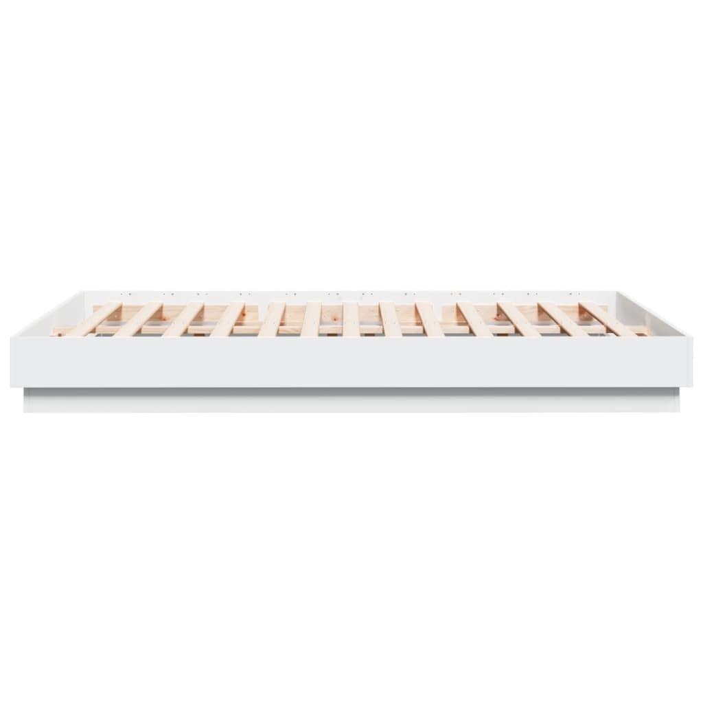 Bed Frame with LED without Mattress White 150x200 cm Price