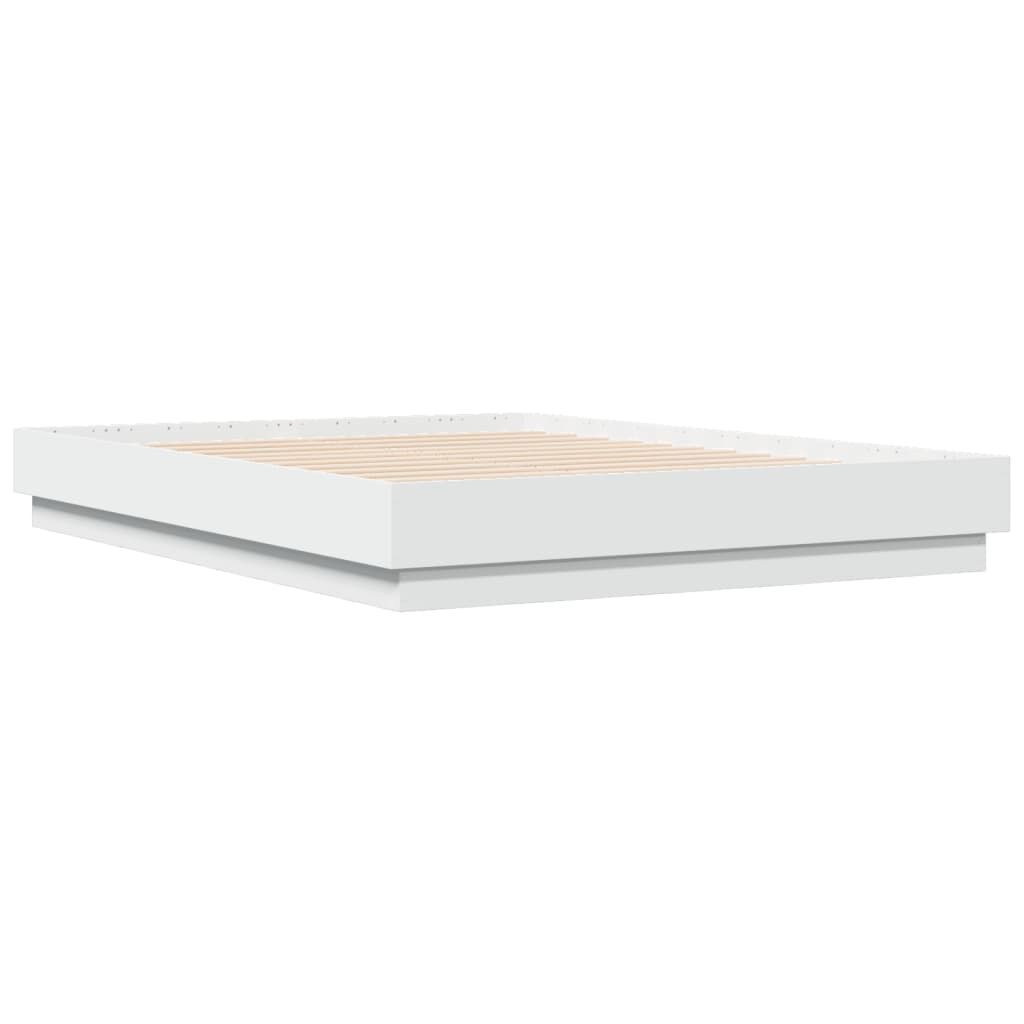 Bed Frame with LED without Mattress White 135x190 cm Price