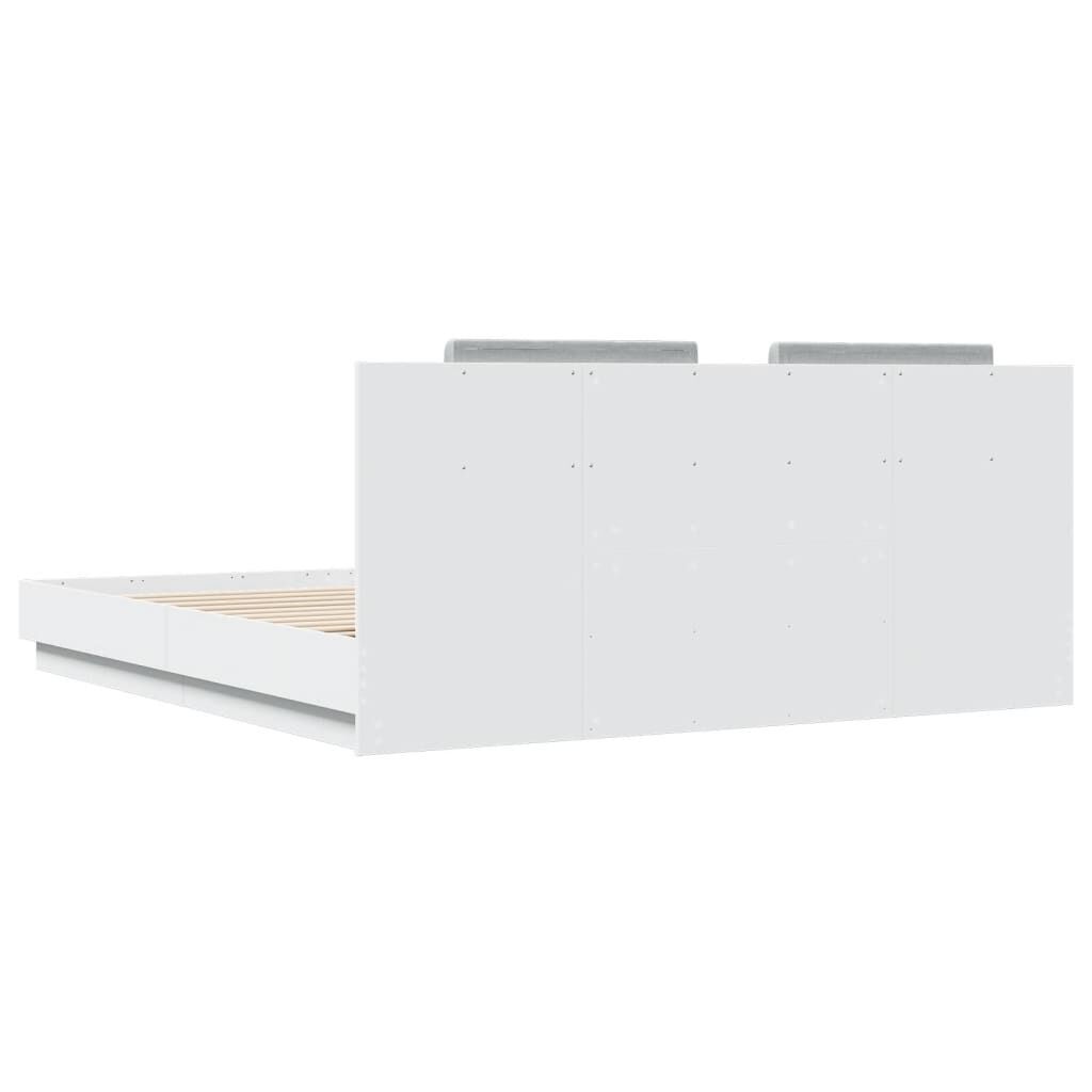 Bed Frame with LED without Mattress White 183x203 cm King Price
