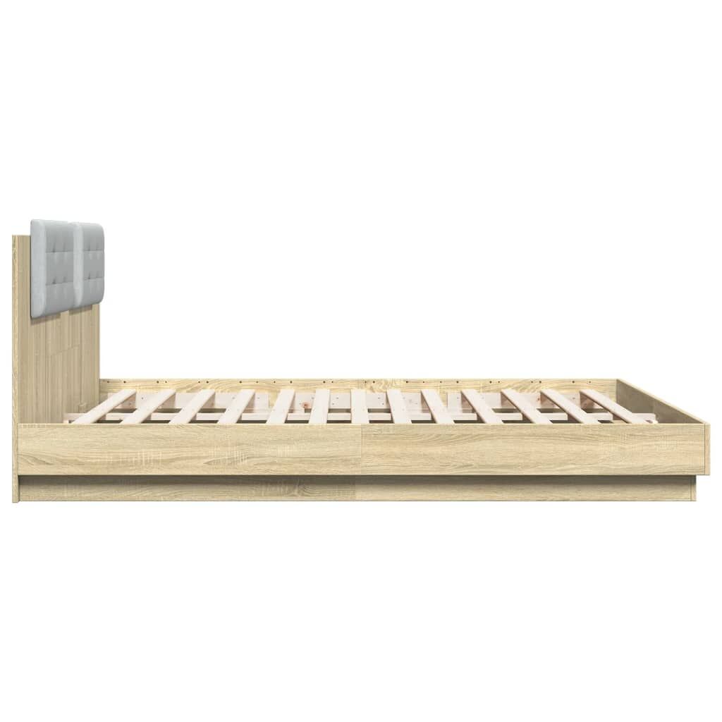 Bed Frame with LED without Mattress Sonoma Oak 183x203 cm King Price