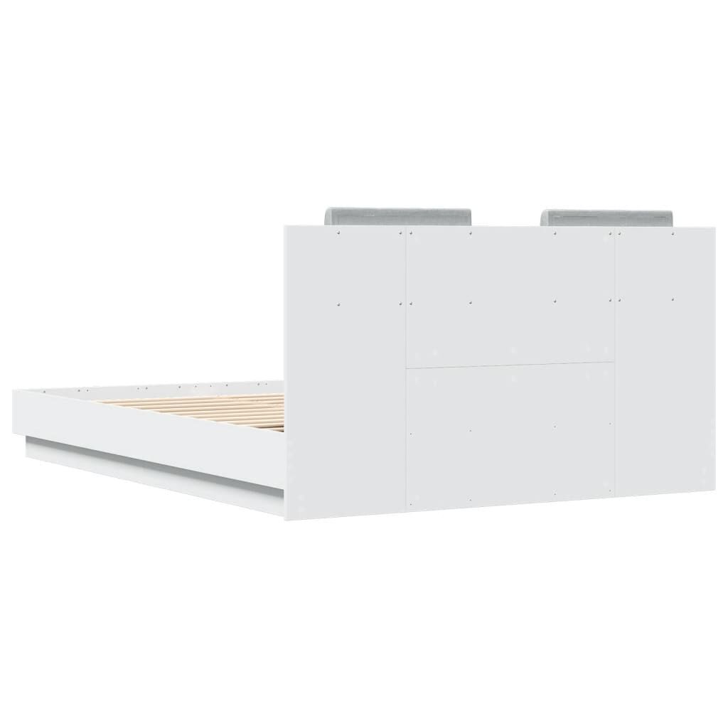 Bed Frame with LED without Mattress White 150x200 cm Price