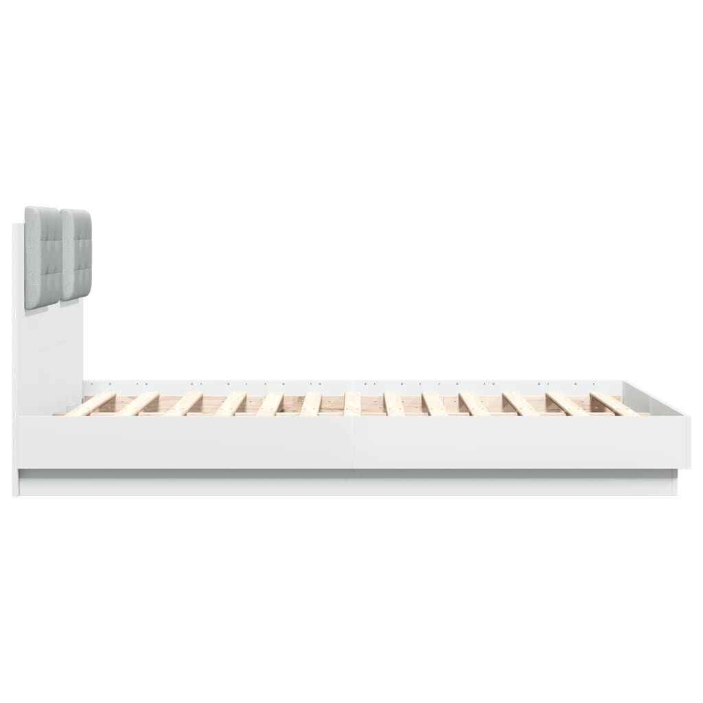 Bed Frame with LED without Mattress White 135x190 cm Price