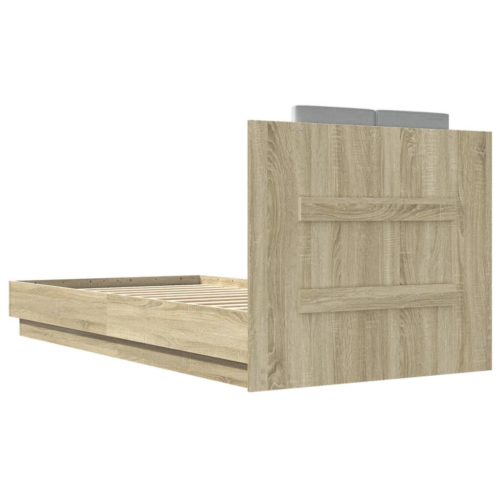 Bed Frame with LED without Mattress Sonoma Oak 90x190 cm Price