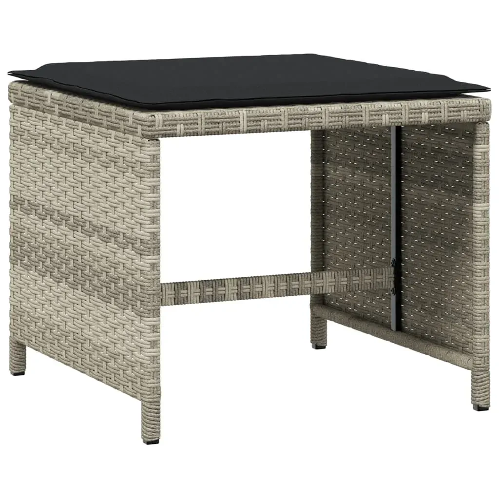 11 Piece Garden Dining Set with Cushions Light Grey Poly Rattan Price