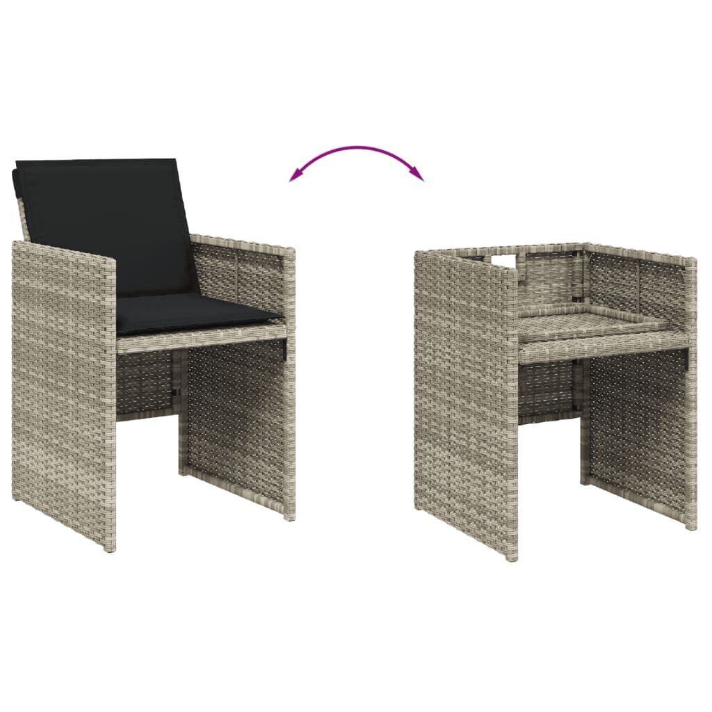 17 Piece Garden Dining Set with Cushions Light Grey Poly Rattan Price