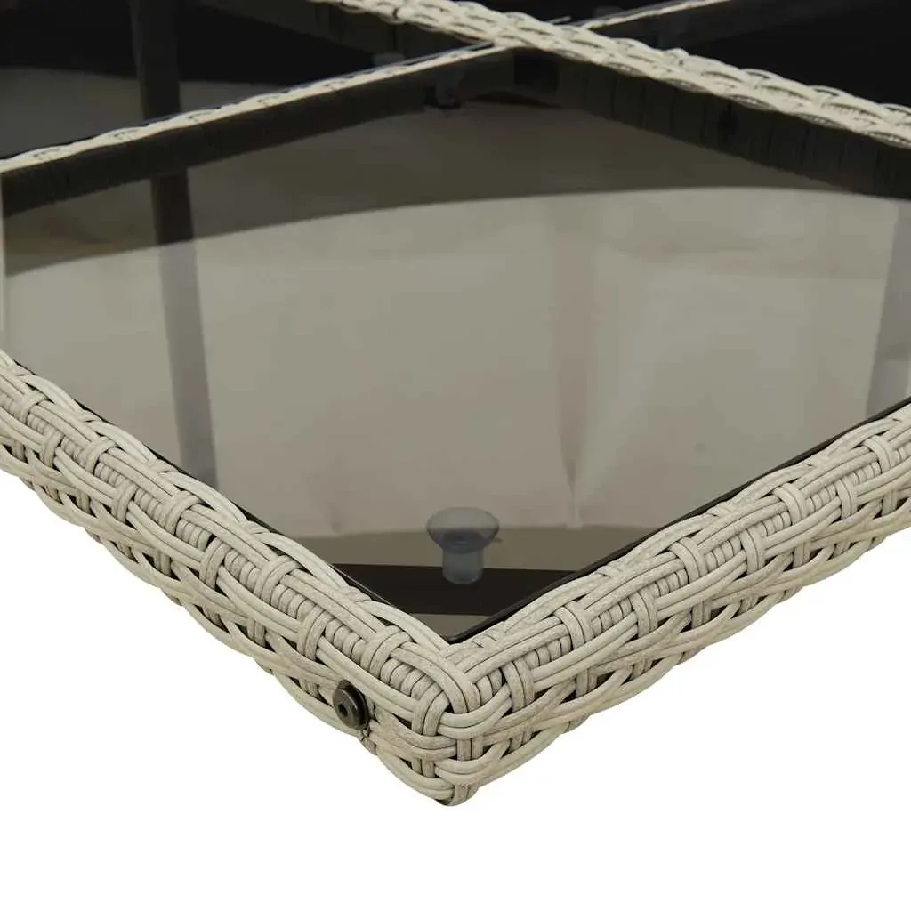 9 Piece Garden Dining Set with Cushions Light Grey Poly Rattan Price