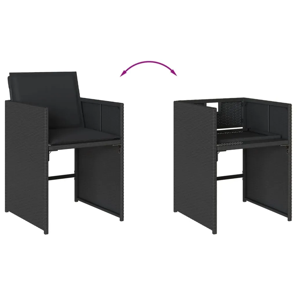 11 Piece Garden Dining Set with Cushions Black Poly Rattan Price