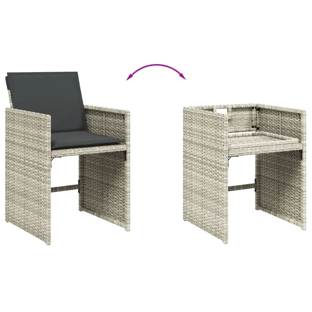 15 Piece Garden Dining Set with Cushions Light Grey Poly Rattan Price