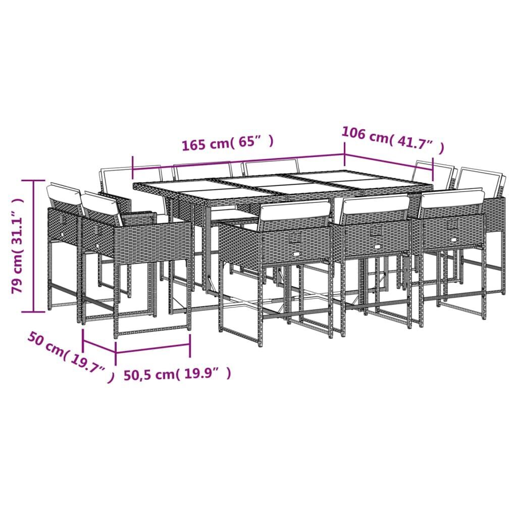 11 Piece Garden Dining Set with Cushions Light Grey Poly Rattan Price