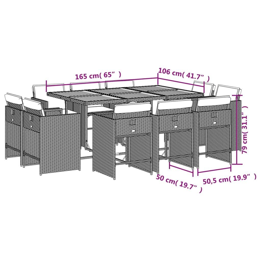 11 Piece Garden Dining Set with Cushions Black Poly Rattan Price