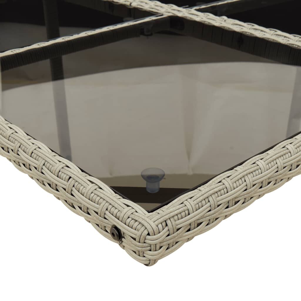 5 Piece Garden Dining Set with Cushions Light Grey Poly Rattan Price