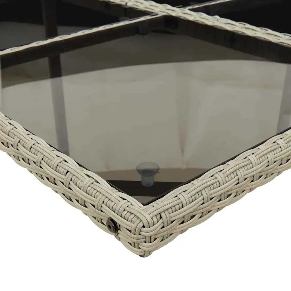 9 Piece Garden Dining Set with Cushions Light Grey Poly Rattan Price