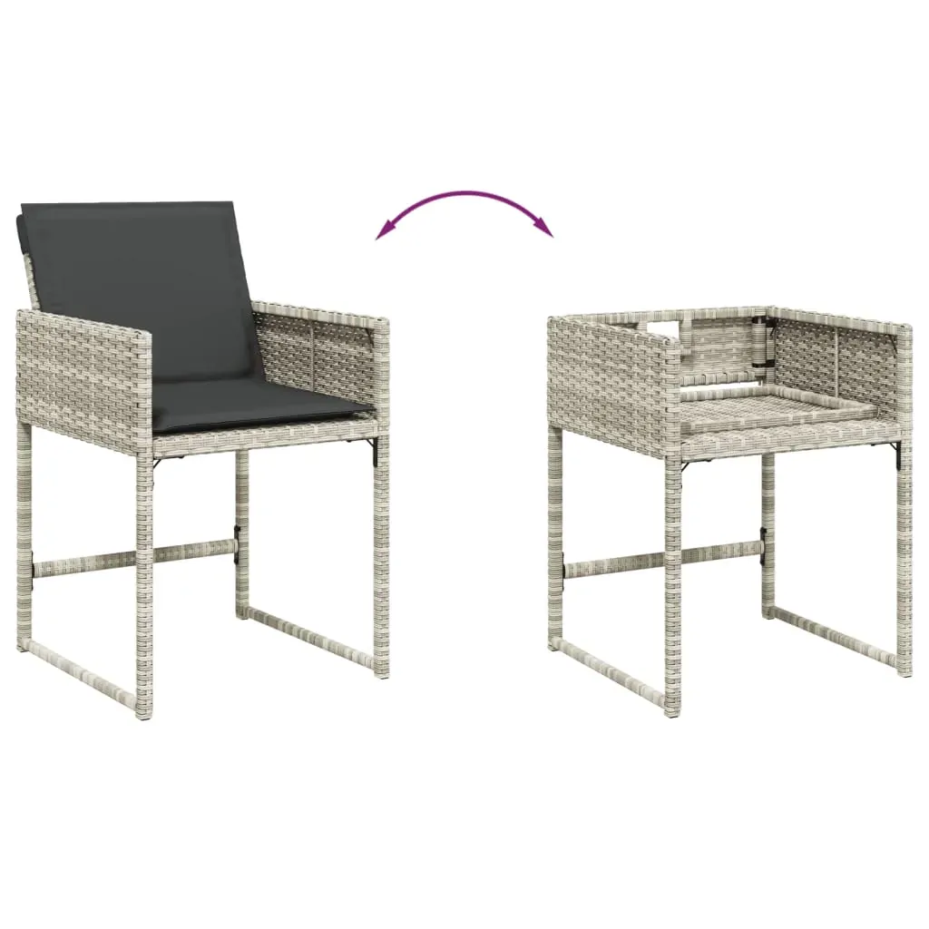 15 Piece Garden Dining Set with Cushions Light Grey Poly Rattan Price