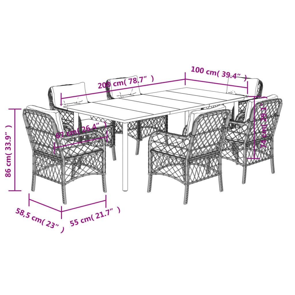 7 Piece Garden Dining Set with Cushions Black Poly Rattan Price