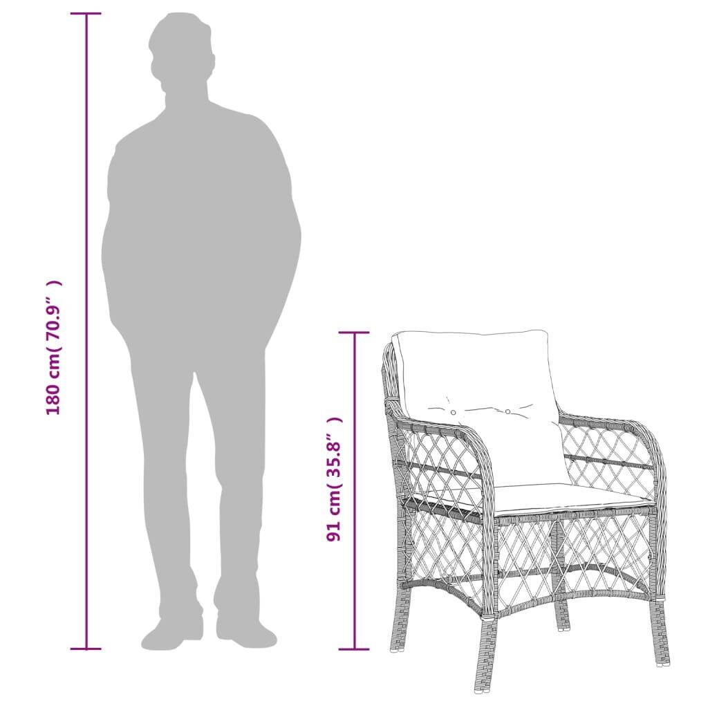 3 Piece Bistro Set with Cushions Grey Poly Rattan Price