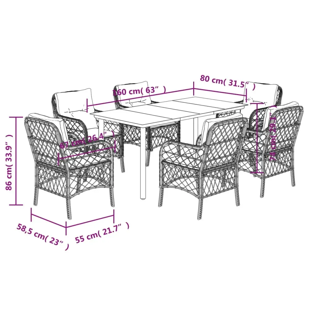 7 Piece Garden Dining Set with Cushions Grey Poly Rattan Price