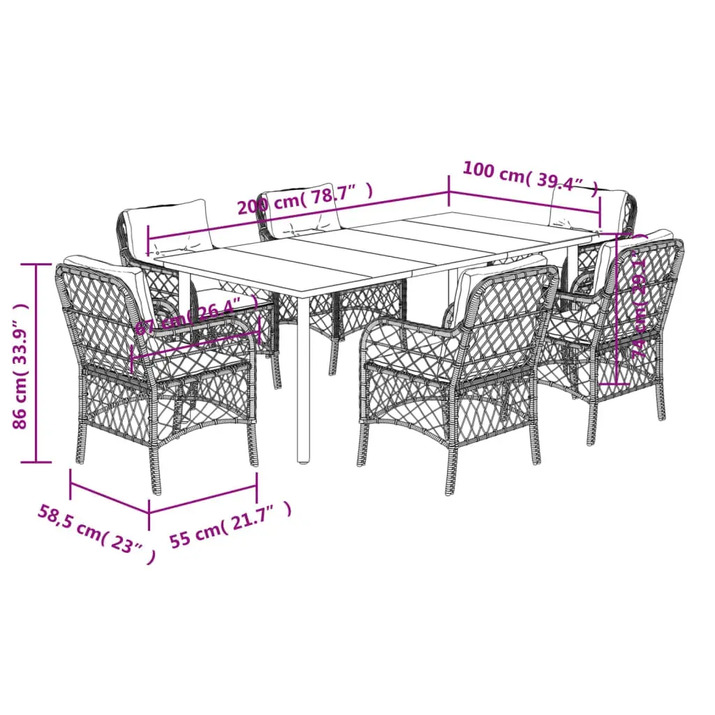 7 Piece Garden Dining Set with Cushions Grey Poly Rattan Price