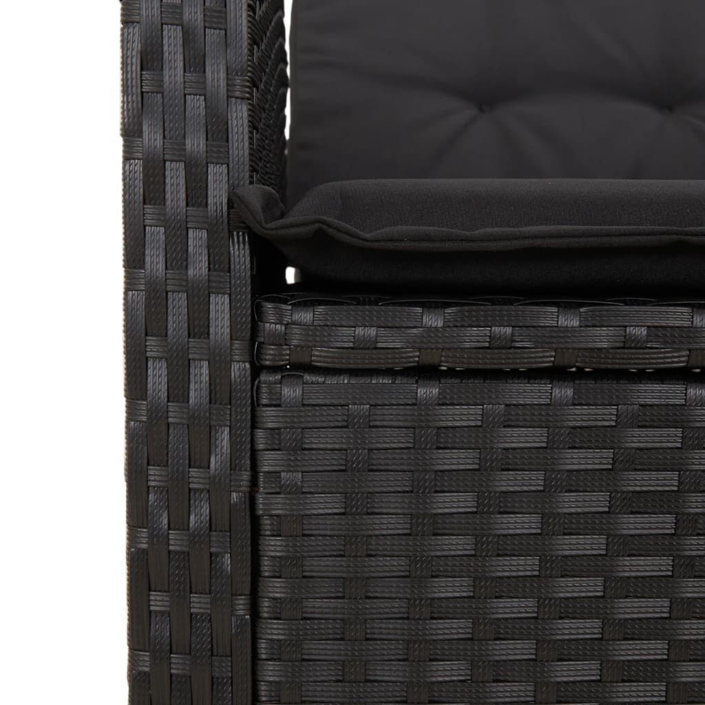 3 Piece Garden Dining Set with Cushions Black Poly Rattan Price