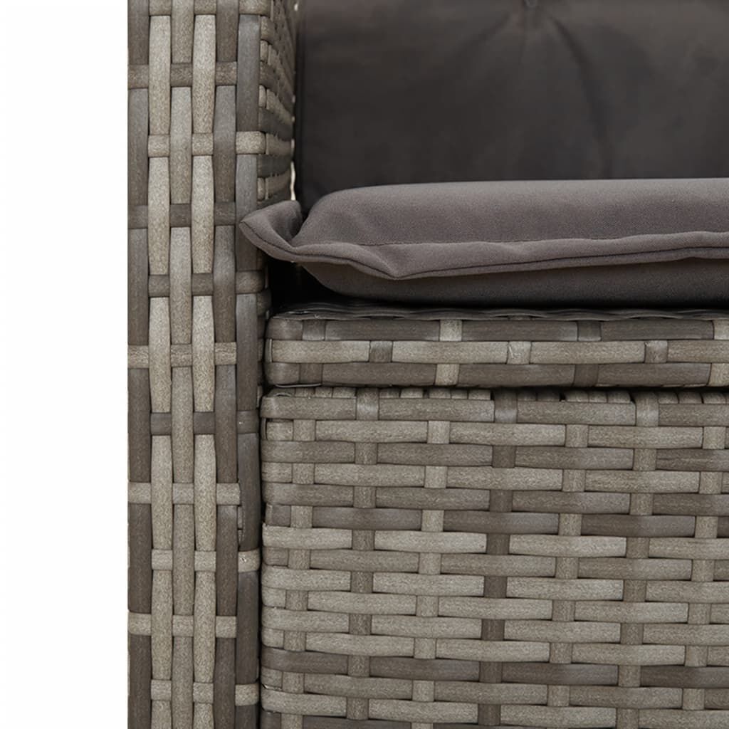 7 Piece Garden Dining Set with Cushions Grey Poly Rattan Price