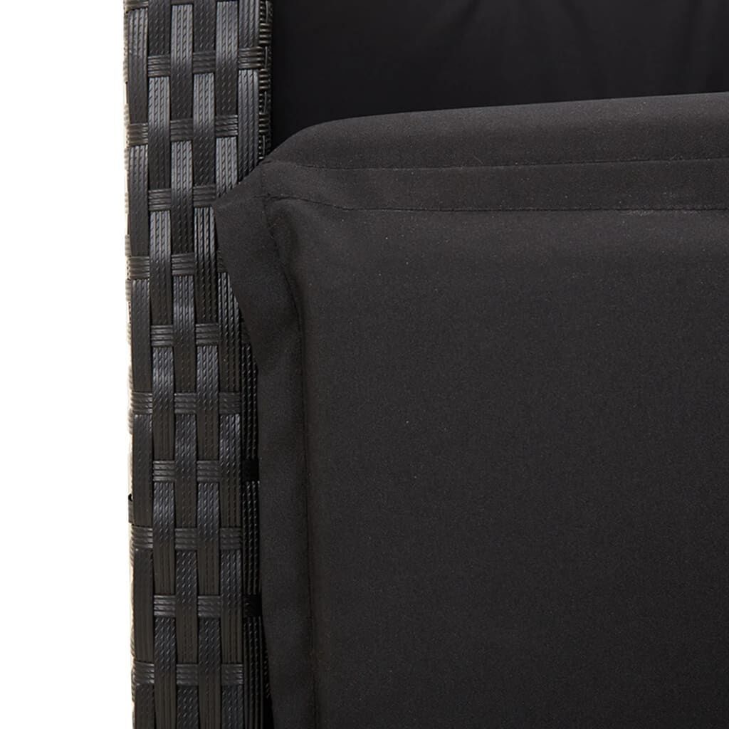 5 Piece Garden Dining Set with Cushions Black Poly Rattan Price